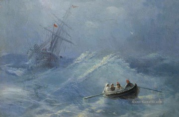  Wellen Kunst - Ivan Aiwasowski das gesunkene Schiff in einem stürmischen Meer Meereswellen